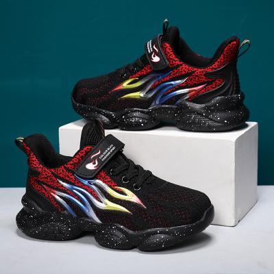 China Kids Boys Sports Shoes Breathable Leather Net Boy Shoes Big Flat Children's Running Shoes for sale