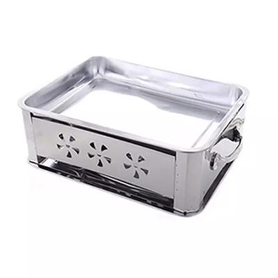 China Wholesale Easily Assembled New Silver Portable Square Stainless Steel BBQ Grills Outdoor for sale