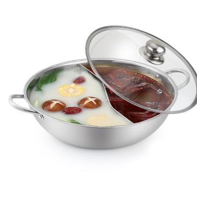 China Sustainable Factory Induction Restaurant Soup Pot Metal Stainless Steel Chinese Cooking Hot Pots With Divider for sale