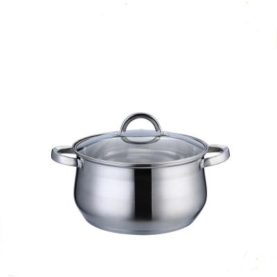 China Sustainable Belly Shape Stainless Steel Cookware Set For Kitchen Stock Pots for sale