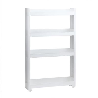 China Stored Kitchen Organization Storage 4 Tier Plastic Movable Plastic Home Storage Rack for sale