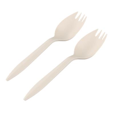 China Plastic Wholesale Biodegradable Disposable PLA Spoon Cake and Fork PLA Dessert Spork for sale