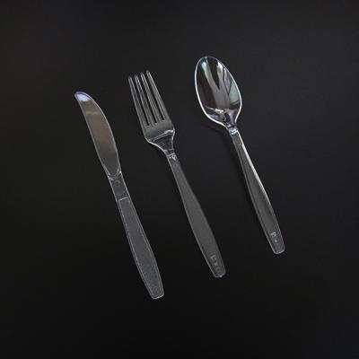 China PS Disposable Heavy Duty Disposable Plastic Cutlery Set Portable Knife Fork Spoon for sale