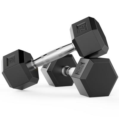 China Factory Direct Wholesale Hexagon Dumbbell Universal Certificated Low Price Rubber Dumbbell for sale