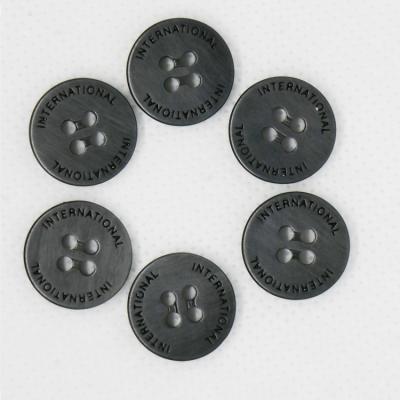 China Manufacturer washable Wholesale High Quality 4 black holes with letters available for customization natural resin buttons for sale