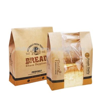 China Recyclable Customized Degradable Brown Plain Bakery Bread Paper Bags For Buns With Window for sale