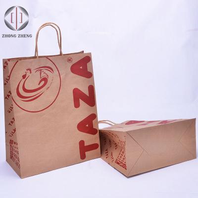 China Custom Printing Recyclable Craft Grocery Packaging Restaurant Cafe Food Grade Paper Takeaway Paper Delivery Bag for sale