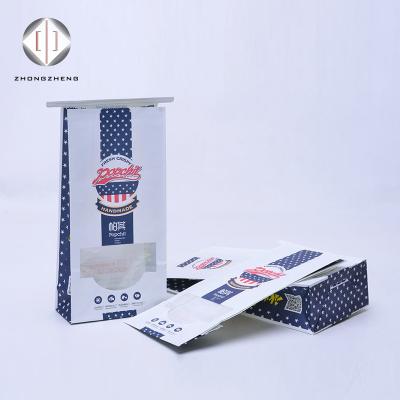 China 80gsm Custom Printed Resealable Food Grade Recyclable Tin Tie Popcorn Paper Bag Greaseproof With Window for sale