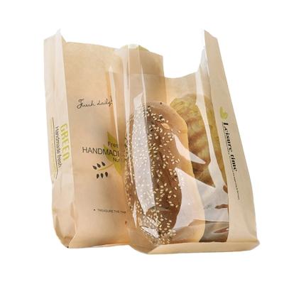 China Recyclable Medium Brown Kraft Paper Bread Loaf Window Panel Bags for sale