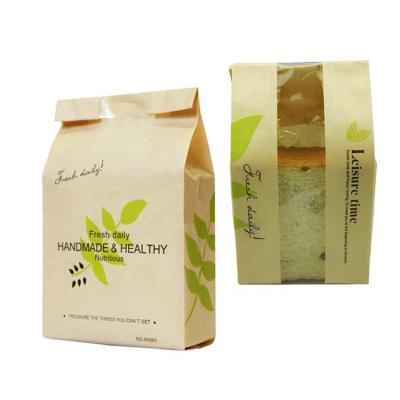 China Recyclable Hot Selling Custom Size PE Coated Brown Kraft Paper Take Out Bag With Window for sale