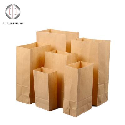 China China Recyclable Suppliers Customized Sizes Brown Kraft Paper Food Bag For Biscuit Bread To Take Out Fast Food for sale