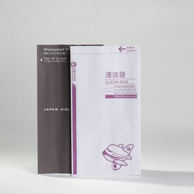 China Biodegradable Airline Logo Printed White Kraft Pe Coated Water Proof Paper Air Sickness Clean Bag for sale