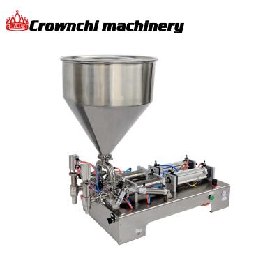 China Semi-automatic Food Two Heads Nozzles Pneumatic Piston Liquid Paste Filling Machine for sale