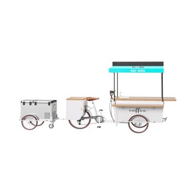 China New Cafe EQT Electric Wooden Bike and White Cafe Pedal Bike Including Cooling System Electric Tent LED Light Refrigerated Trailer for sale