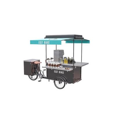 China Retail Cafe Tricycle Mobile Vending Car For Cold Drinks Cargo Electric Bike With Umbrella for sale