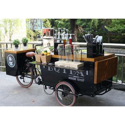 China EQT multifunctional wooden and steel fast food bicycle/coffee vending cart/tea bike for sale