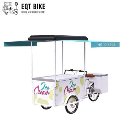 China food & Beverage Factory EQT Business Use High Quality Front Loading Pedal Assist Freezer Tricycle Ice Cream Bike For Sale for sale