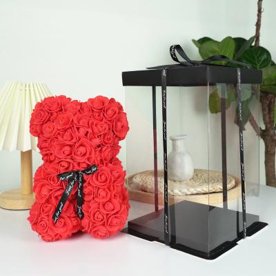 China 2021 New Fashion Valentine's Day Mother's Day Gift Eco-friendly Teddy Bear Artificial Flower Rose Bear for Wedding Decoration Rose Teddy Bear for sale