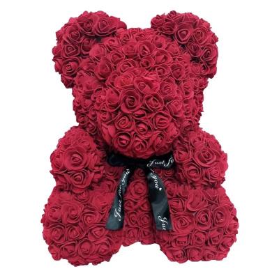 China Eco-friendly Valentine's Day PE Rose Bear Artificial Flower Flores Present artificiaisartificial flowers for gift for sale