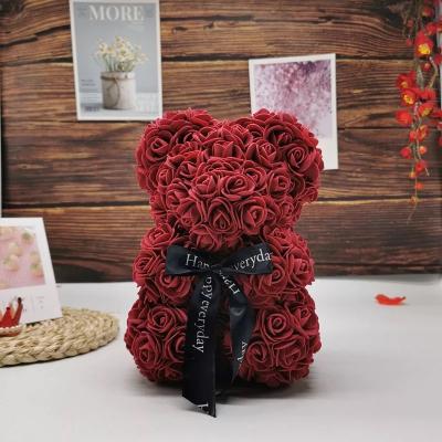 China 25CM Eco-friendly Flower Rose Bear PE Foam Teddy Bear Decoration Valentine Gift Wedding Party Rose Teddy Bear for sale