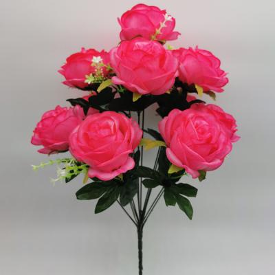 China Wholesale 9 Heads Eco-Friendly Rose Peony Bouquet Artificial Flowers For Decorative Flowers Wedding Home Rose Flower Bouquet Artificial for sale