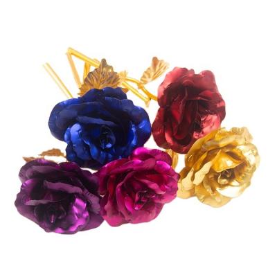 China Eco-friendly 24K Gold Rose Gold Foil Rose Valentine's Day Women's Day Activity Artificial Flower Small Gift for sale