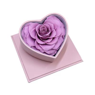 China Handmade heart-shaped punk birthday gift of natural giant single immortal flower box touch creative 520 Valentine's Day gift for sale