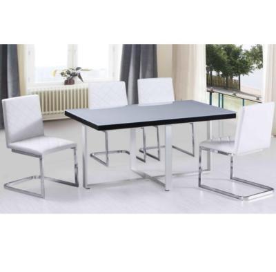 China Factory Wholesale Comfortable Dining Table Set 6 Chairs Tempered Glass Top Dining Table With Metal Frame for sale