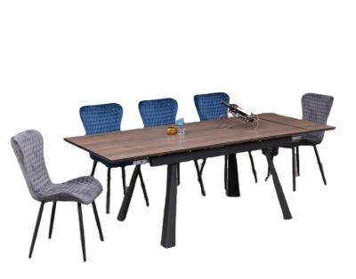 China Modern luxury dining room set 8 seat dining table set and extendable wooden diner chairs for sale