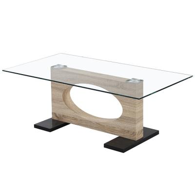 China Eco-friendly hot selling tempered glass top MDF low price simple coffee table tea table set for sale