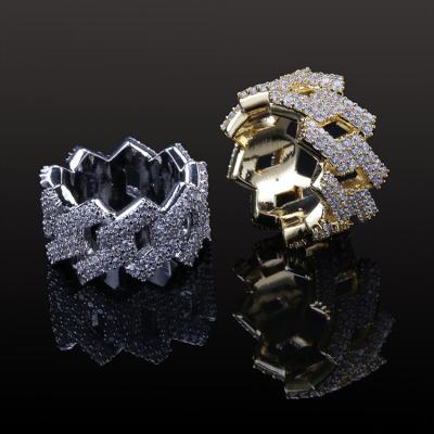 China Fashion 2021 Women Diamond Jewelry Gold Hip Hop Cuban Link Ring Iced Out for sale