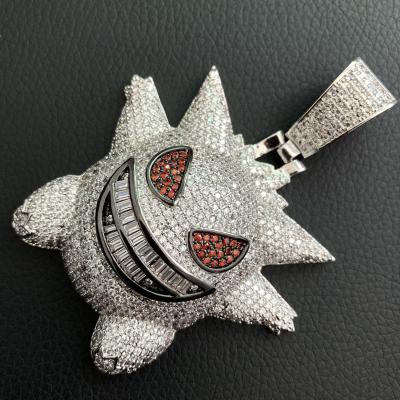 China Fashionable custom iced out big size pokemon hip hop necklace gengar pendant design for men for sale