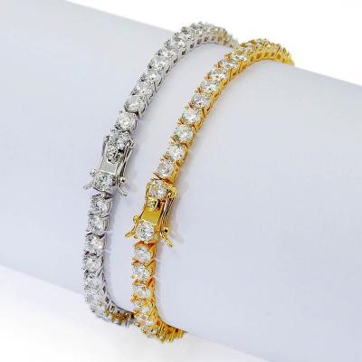 China 4mm Romantic 18k Gold Plated Tennis Bracelet Chain Necklace for sale