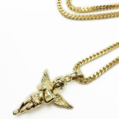 China CLASSIC long time pvd gold plated durable guardian angel pendant necklace for sale