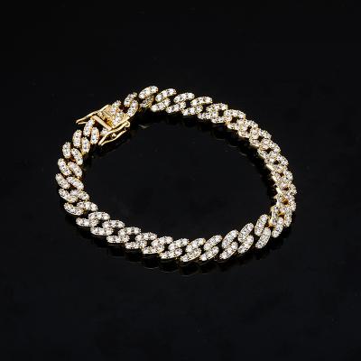 China 8mm CLASSIC Diamond Link Bracelet Mens Womens Cuban Hip Hop Chain for sale