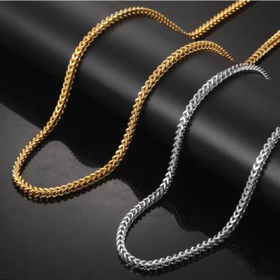 China Hiphop 4mm 6mm 18k Gold Plated Franco Mens Hip Hop Stainless Steel Chain Necklace For Men for sale