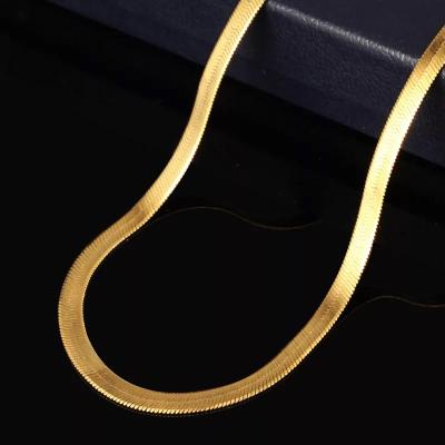 China Hip Hop Flat Hop Mens Gold Hip Hop Mens Snake Necklace Set Fishbone Chain for sale