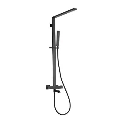 China Competitive Price Water-saving Bathroom Black Without Sliding Bar Shower Set With Rain Shower Head And Hand Shower for sale