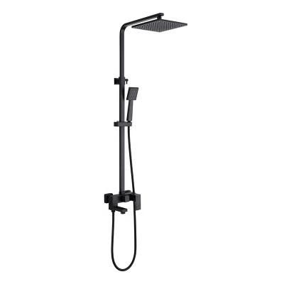 China With Sliding Bar New Style Chrome Finish Black Bathroom Rain Shower Set Showers Mixer Tap for sale