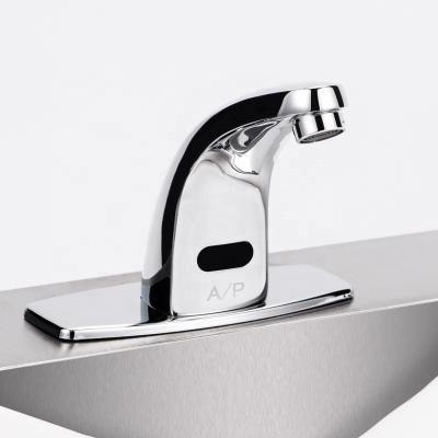 China Sense Faucets Chrome Plating Surface Touchless Sensor Bathroom Water Faucet Automatic Sensor Faucet for sale