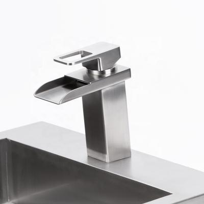 China New banheiro de torneira Square Swept Waterfall Basin Faucet Mixer Tap Modern Square SS Stainless Steel Bathroom Sink Faucet for sale