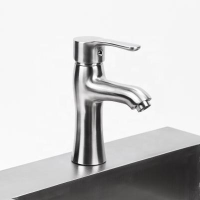 China Modern Modern Design Brushed Finish 304 Stainless Steel Water Mixer Basin Water Faucet for sale