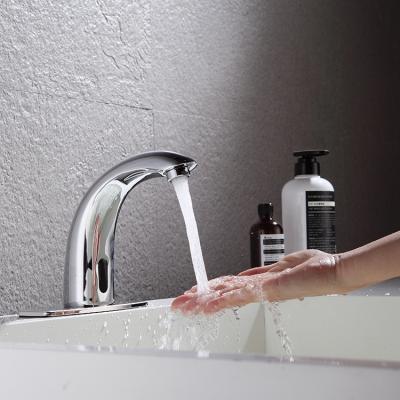 China Sense Faucets Automatic Infrared Bathroom Sink Hands Touchless Sensor Free Faucet Cold Water Saving Inductive Electric Basin Faucet Mixer for sale