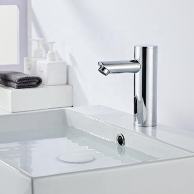 China Sense Faucets Bypass Large Style Chrome Bathroom Touch Sensor Faucets Auto Free Platform Mounted Cold Mixer Tap for sale