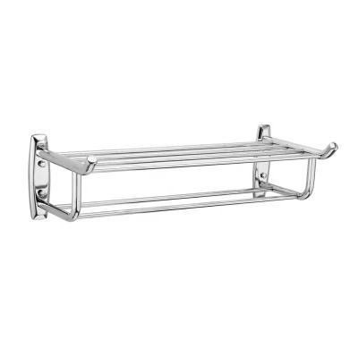 China Wholesale Eco-friendly Quality Chrome Metal Towel Rack With Hook Stainless Steel Wall Mounted Bathroom Shelves 50CM for sale