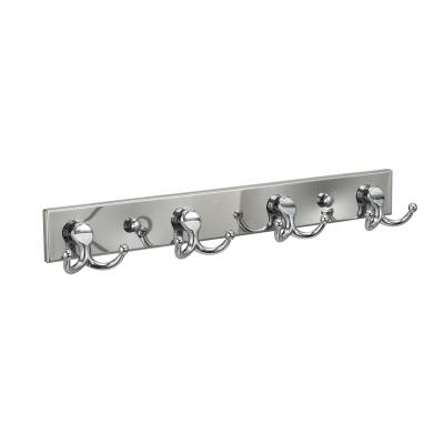 China Modern Chromed 304 Stainless Steel Wall Mounted Robe Hook Bathroom Towel 4 Hooks Rack for sale