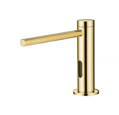 China Pull Out Spray Touchless Deck Mount Gold Faucet Water Faucet Basin Sensor Brass Automatic Faucet With Soap For Hotel Public Toilet for sale