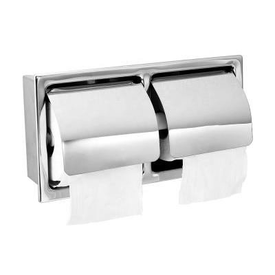 China Eco-friendly Modern Style Wall Toilet Paper Holder Recessed Double Tissue Roll Dispenser For Bathroom for sale