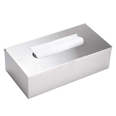 China Rectangular Modern Metal Tissue Box Wall Mounted Stainless Steel Tissue Box Holder Eco-friendly Elegant Paper Box Lid for sale