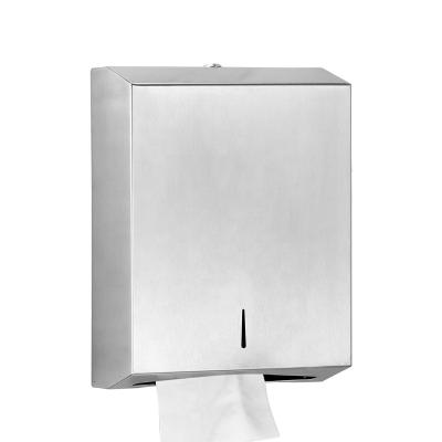 China Eco-friendly Brushed Stainless Steel Metal Tissue Box Wall Mounted Capacity Toilet Paper Towel Dispenser Multifold Holder for sale